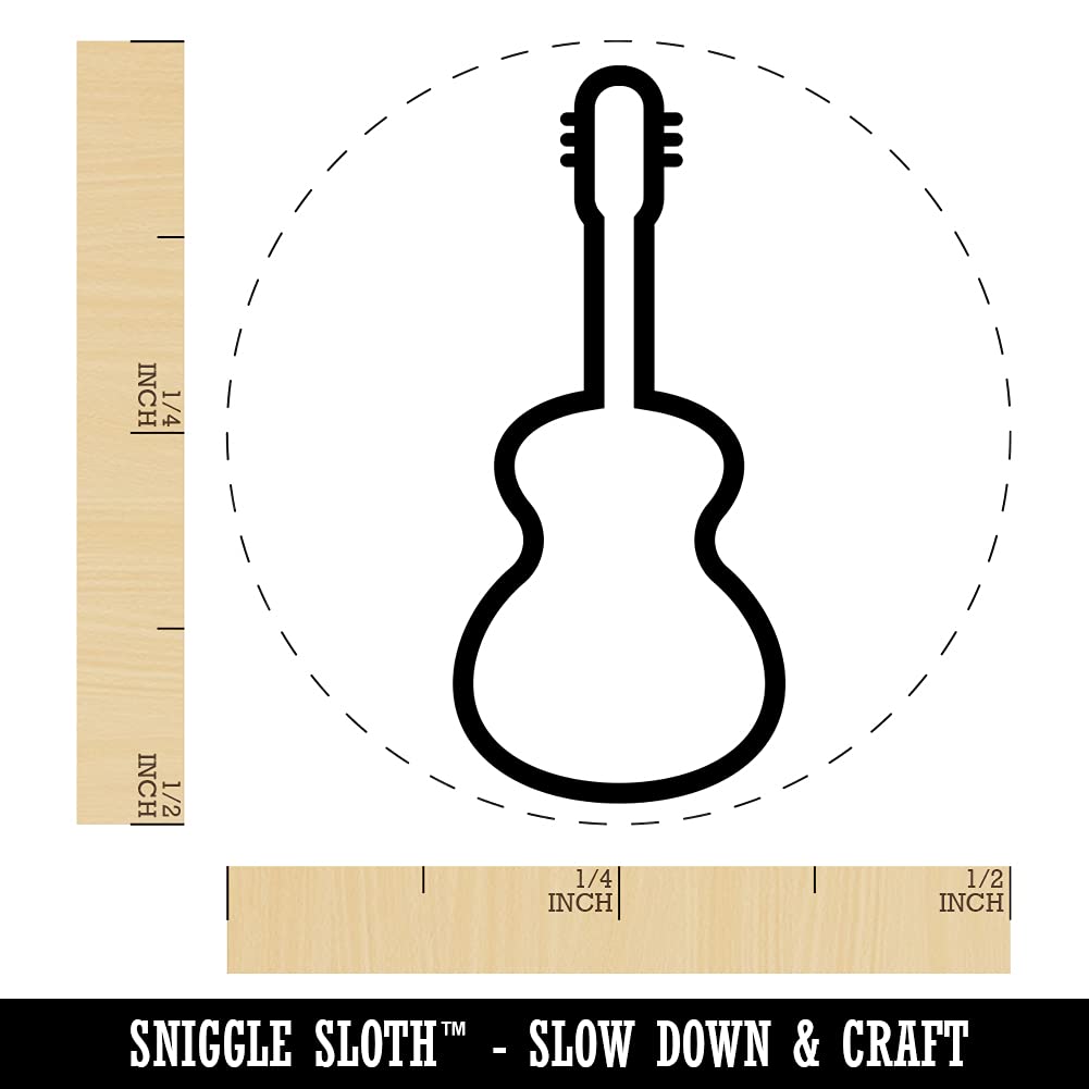 Mini Guitar Outline Self-Inking Rubber Stamp - 1/2 Inch Craft Stamp with Black Ink for DIY Scrapbooking, Planner Decor & Card Making - Perfect for Music Lovers & Craft Enthusiasts