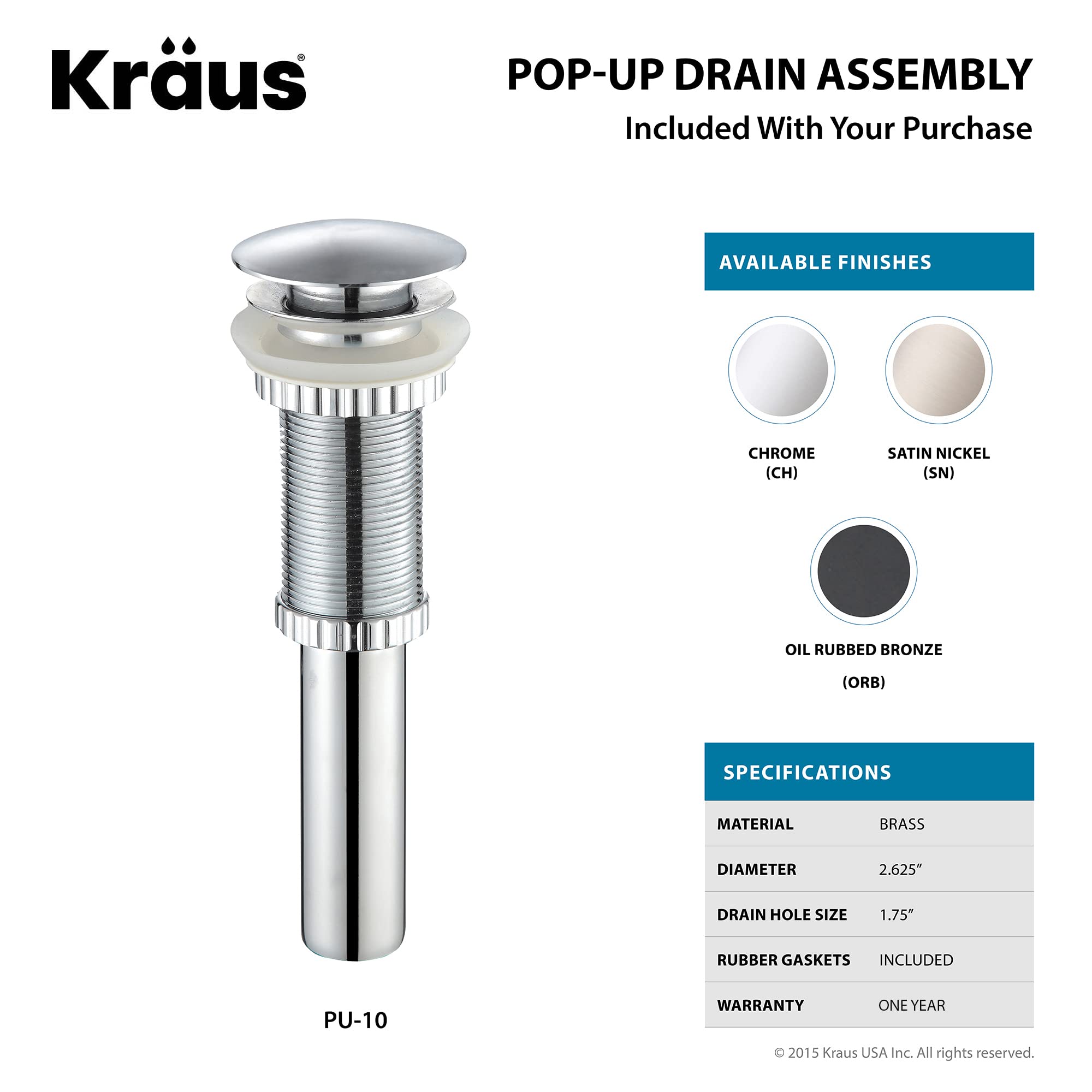 Kraus KCV-122-ORB White Rectangular Ceramic Bathroom Sink with Pop-Up Drain in Oil Rubbed Bronze Finish - Perfect for Modern Vanities and Powder Rooms