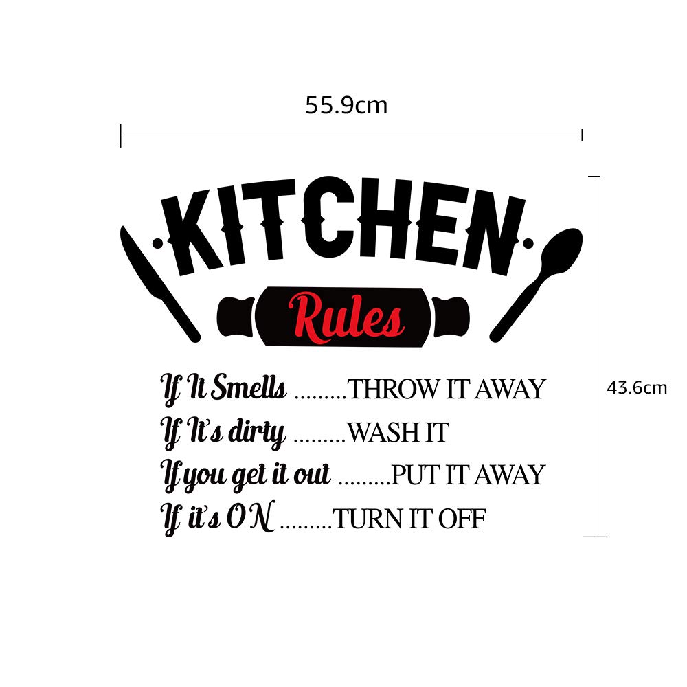 Funny Kitchen Rules Wall Decal - Removable Vinyl Sticker for Home Decor (11.8
