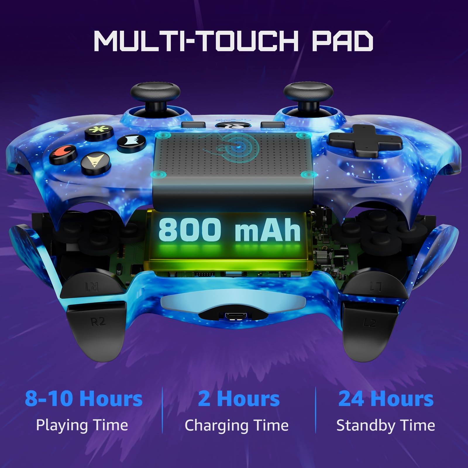 ISHAKO Wireless PS4 Controller 2 Pack - Compatible with Sony PlayStation 4, PS4 Slim & PS4 Pro - Dual Shock Gamepad with Vibration, Motion Sensor, Built-in Speaker, Touch Pad & 800mAh Battery - Perfect for Gaming, Streaming & Multiplayer Sessions