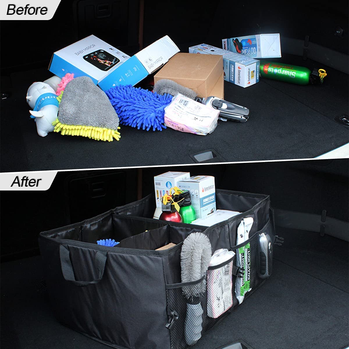 Collapsible Car Trunk Organizer & Storage Box - Large Capacity 22x15x10 Inch - Vehicle Cargo Organizer for Cars, SUVs, Trucks | Perfect for Road Trips, Grocery Shopping & Daily Commute
