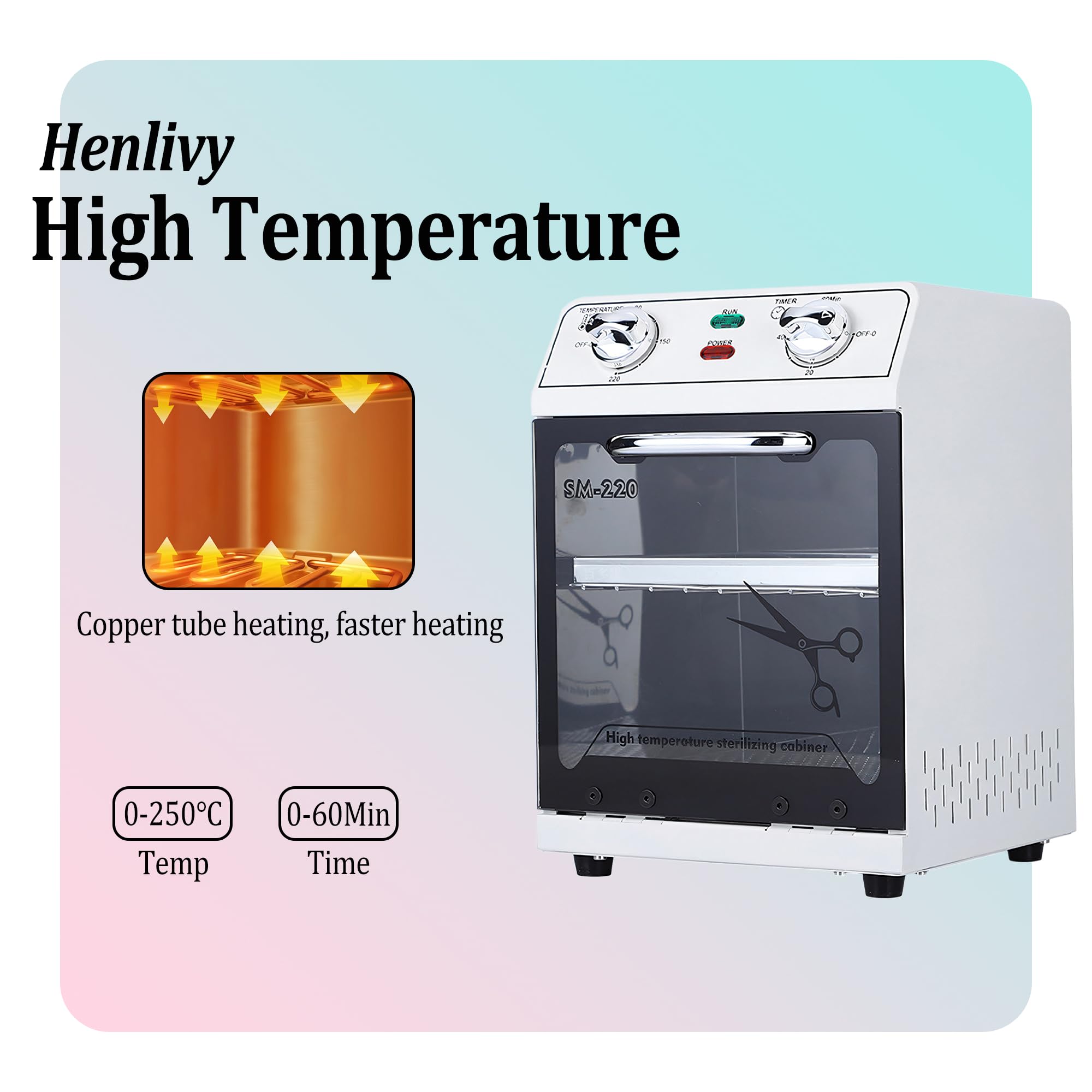 220℃ High Temperature Sterilizer - 8L Large Capacity Dry Heat Tool Sterilizer with Digital Timer & Precise Temperature Control | Professional Salon Equipment for Hair, Nail & Spa Tools | Perfect for Disinfecting Combs, Clippers & Beauty Accessories