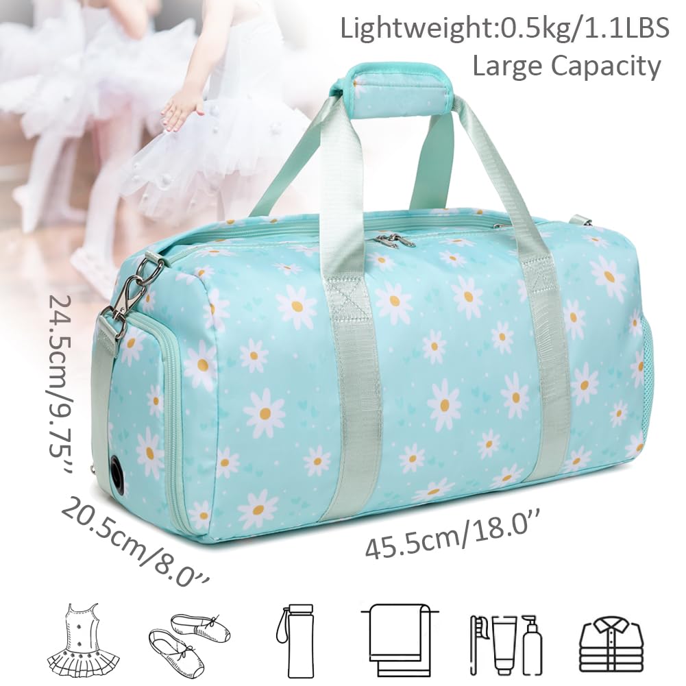 **Waterproof Gym Bag for Girls - Sports Duffel Bag with Shoe Compartment & Wet Pocket - Perfect for Dance, Travel, Overnight Sleepovers & Workouts**