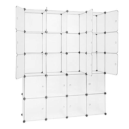 20-Cube Stackable Plastic Storage Organizer - Modular Closet Cabinet with Hanging Rod, White | Space-Saving Shelving Unit for Bedroom, Closet, Office & Kids Room Organization