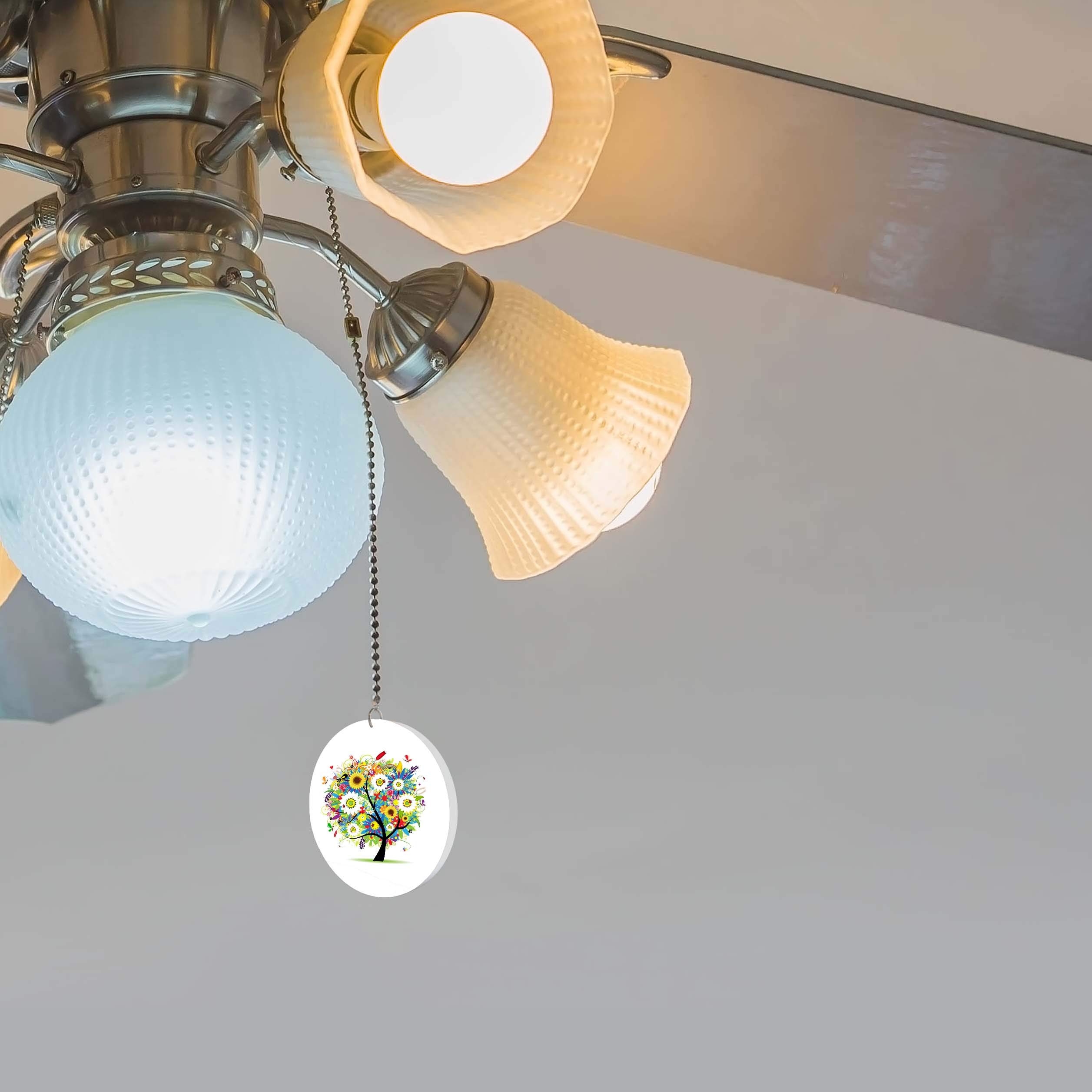 Decorative Flower Tree Ceiling Fan Pull Chain with Light Switch - Perfect for Bedroom, Living Room & Nursery Decor