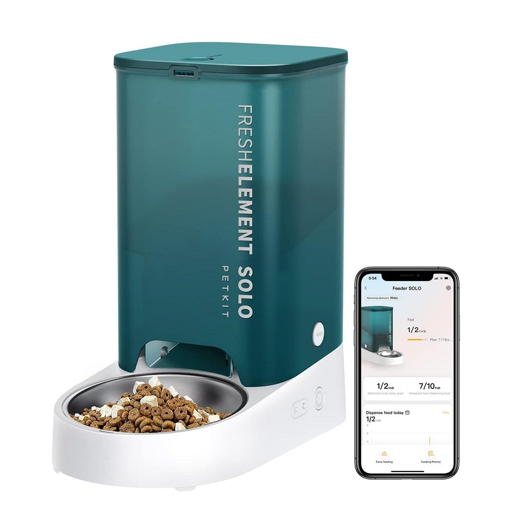 Automatic Smart Pet Feeder with Timer - Fresh Element Solo WiFi-Enabled Cat & Dog Food Dispenser for Home Use - Perfect for Travel, Workdays & Busy Pet Owners