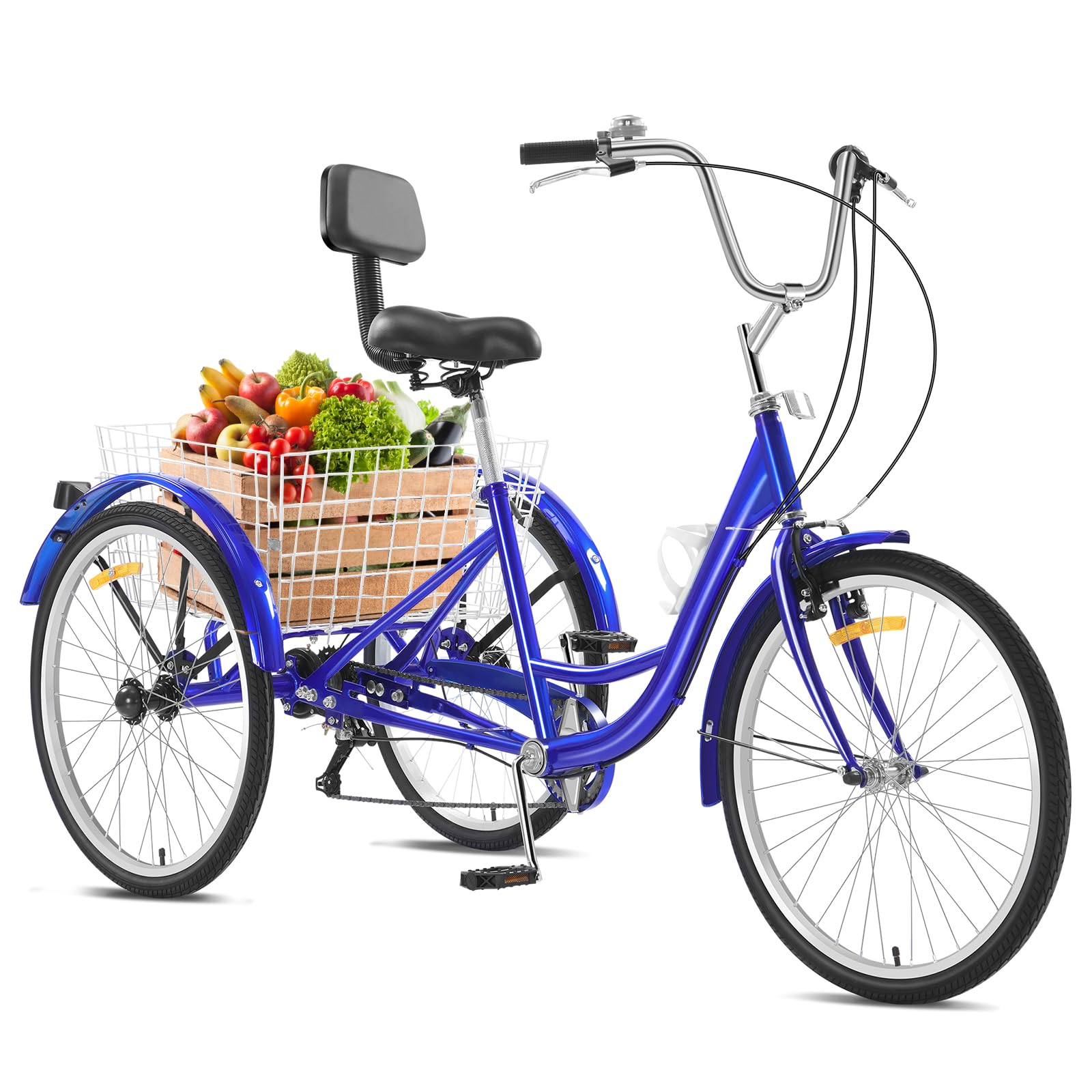 7-Speed Adult Tricycle 24/26 Inch 3-Wheel Bicycle with Large Removable Baskets & Adjustable Seat - Comfortable Cruiser Bike for Seniors, Women & Men - Perfect for Grocery Shopping, Park Rides & Outdoor Recreation