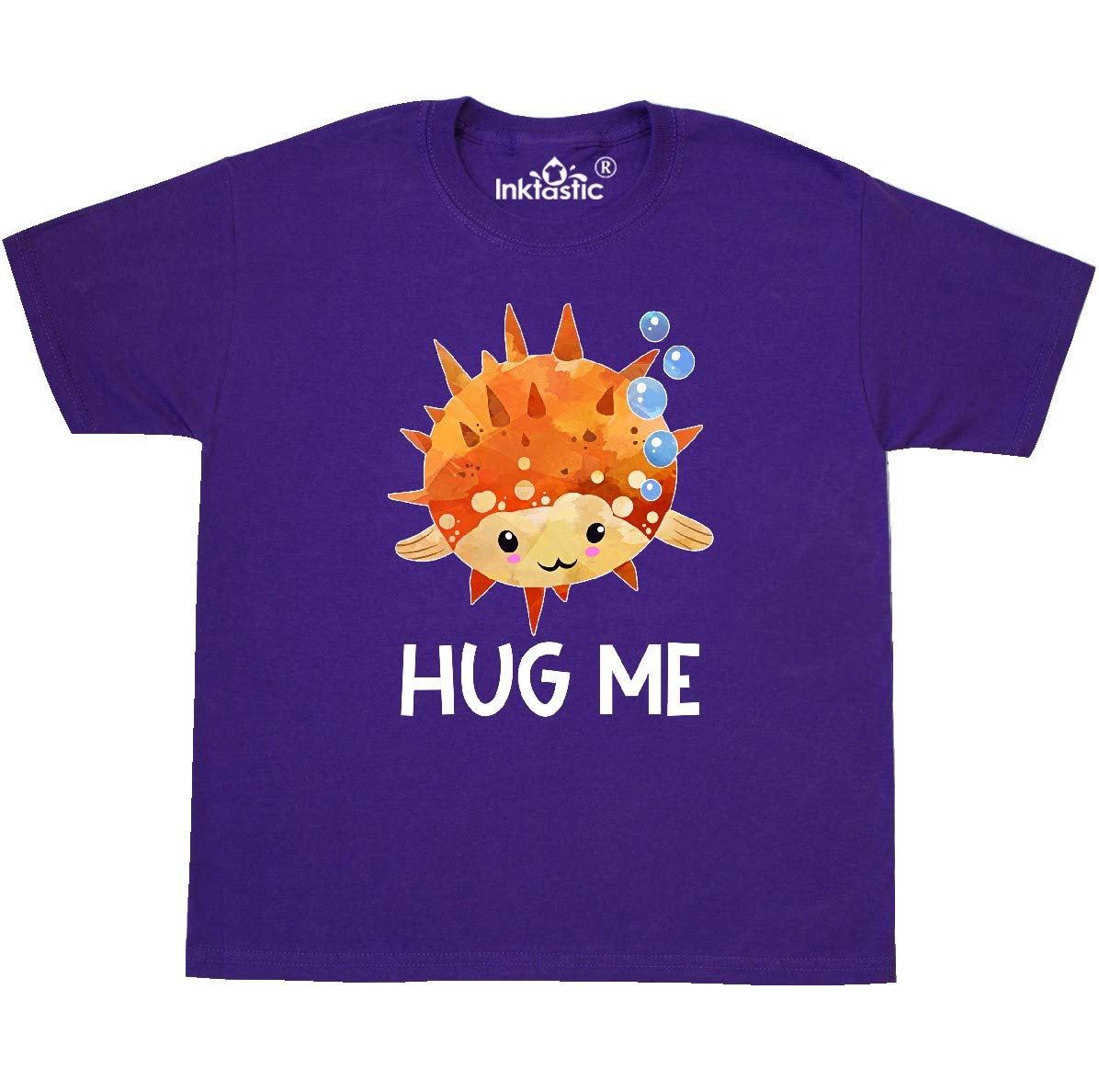 Inktastic Hug Me Cute Pufferfish with Bubbles Youth T-Shirt - Fun Graphic Tee for Kids & Teens - Perfect for School, Beach & Casual Wear