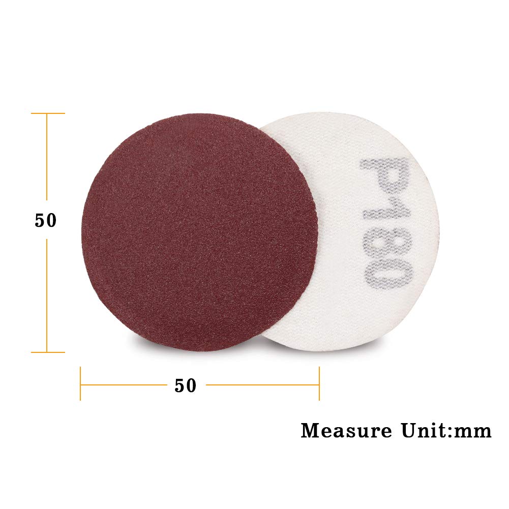 SPEEDWOX 100-Pack 2 Inch Hook & Loop Sanding Discs - 180 Grit Sandpaper for Sanders, Drills, Grinders & Rotary Tools - Woodworking, Auto Body & Metal Polishing - Perfect for DIY Projects & Professional Use