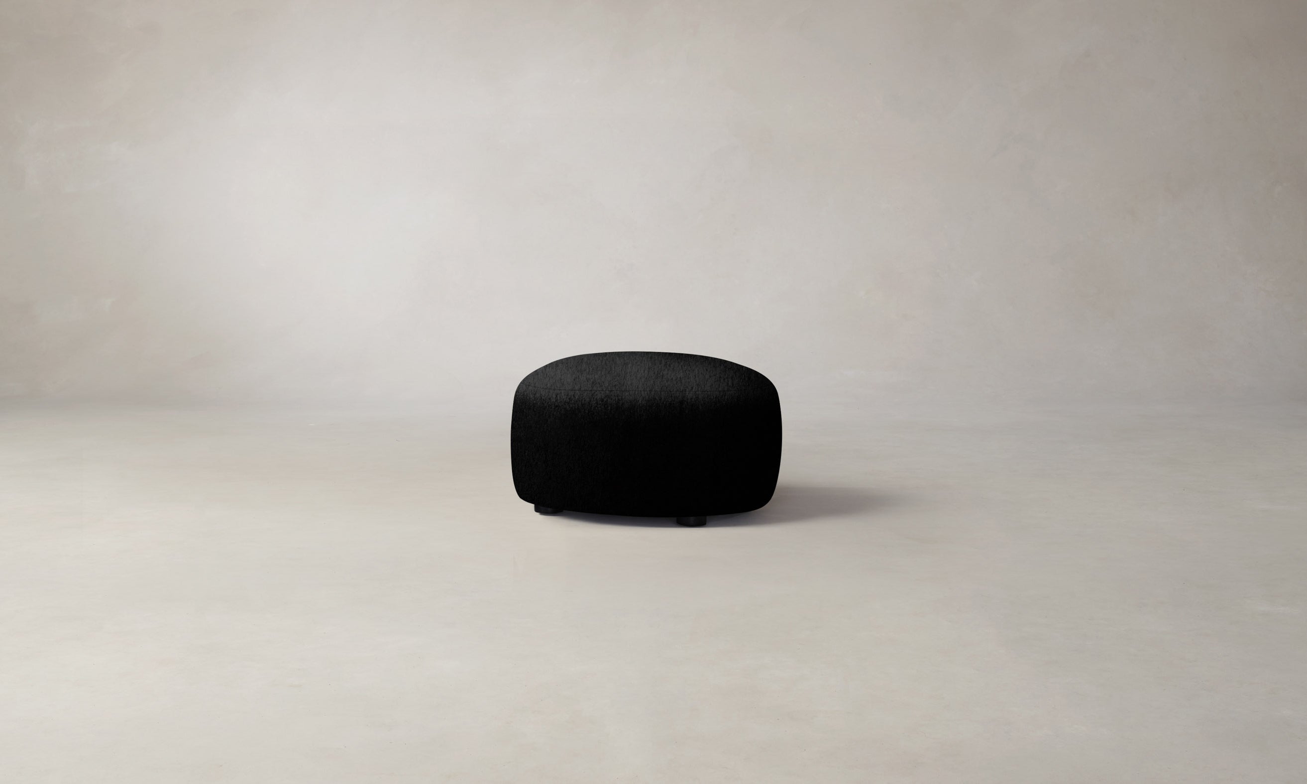 Luxury Deep Pile Mohair Chelsea Ottoman in Noir - Elegant Footrest & Accent Chair for Living Room, Bedroom, or Office