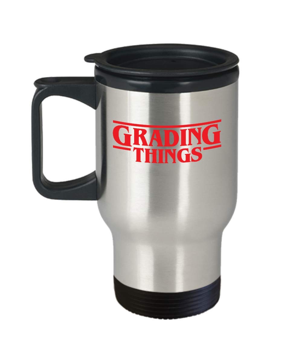 Funny Teacher Appreciation Travel Mug - Stranger Things Parody Grading Gift - Perfect for Coffee, Tea & Classroom Use