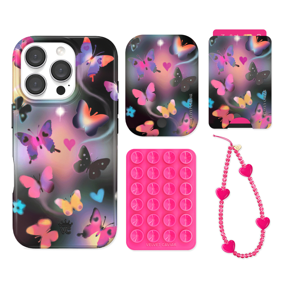 Aurora Butterfly iPhone Case with Wallet - Stylish & Functional Phone Accessory for Women - Perfect for Everyday Use, Travel, and Shopping
