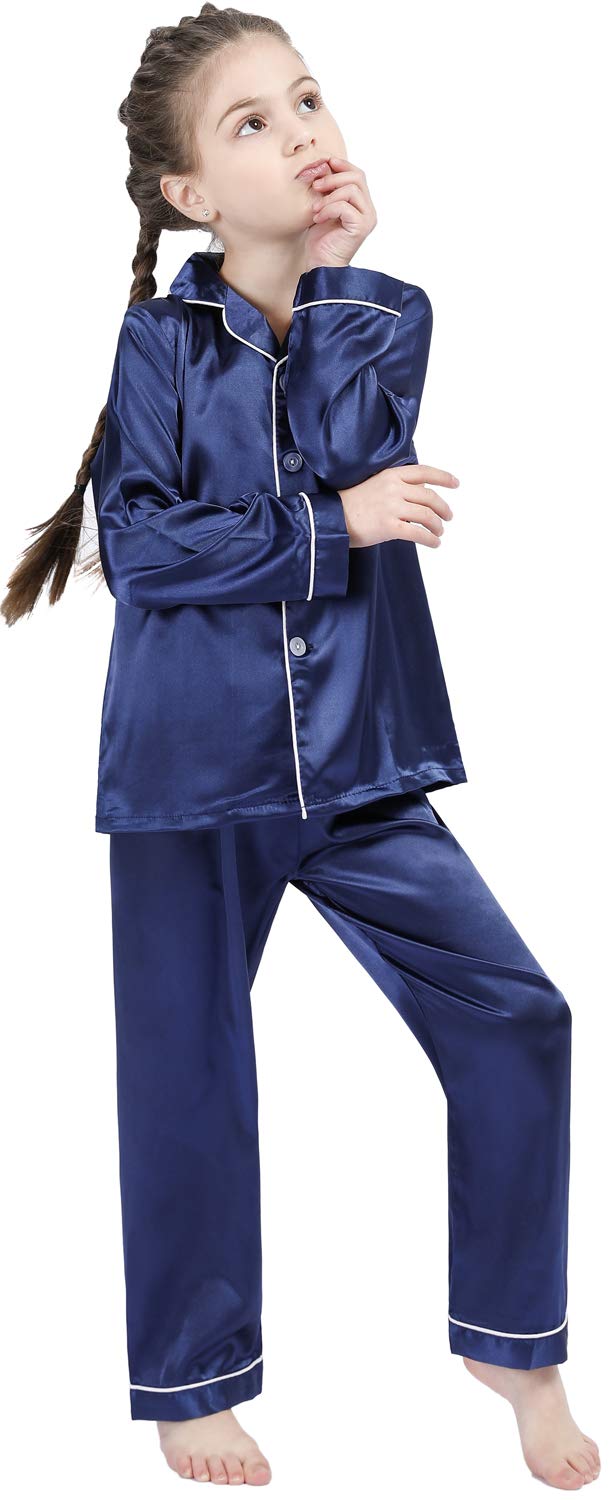 Kids Silk Satin Pajama Set - Long Sleeve Button-Down Sleepwear for Girls & Boys | Cozy Bedtime & Lounging