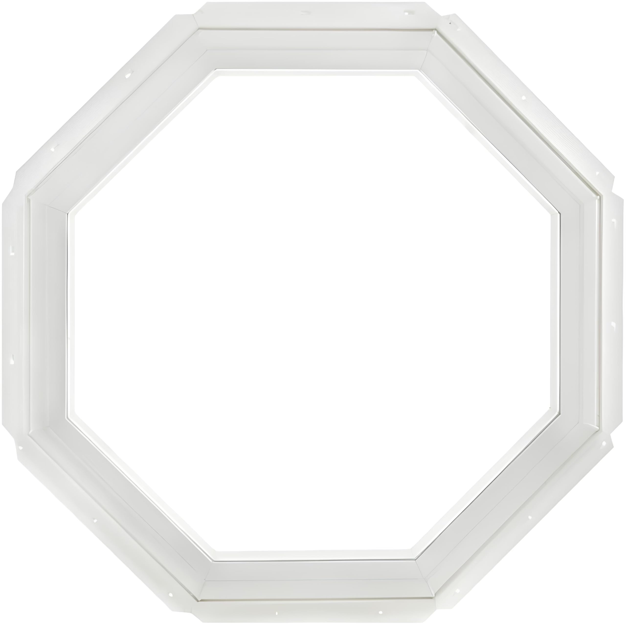 TAFCO 24x24 Inch White Vinyl Octagon Fixed Window with Insulated Clear Glass - Heavy Duty Energy Efficient Frame (No Grill) - Perfect for Home, Office & Commercial Spaces
