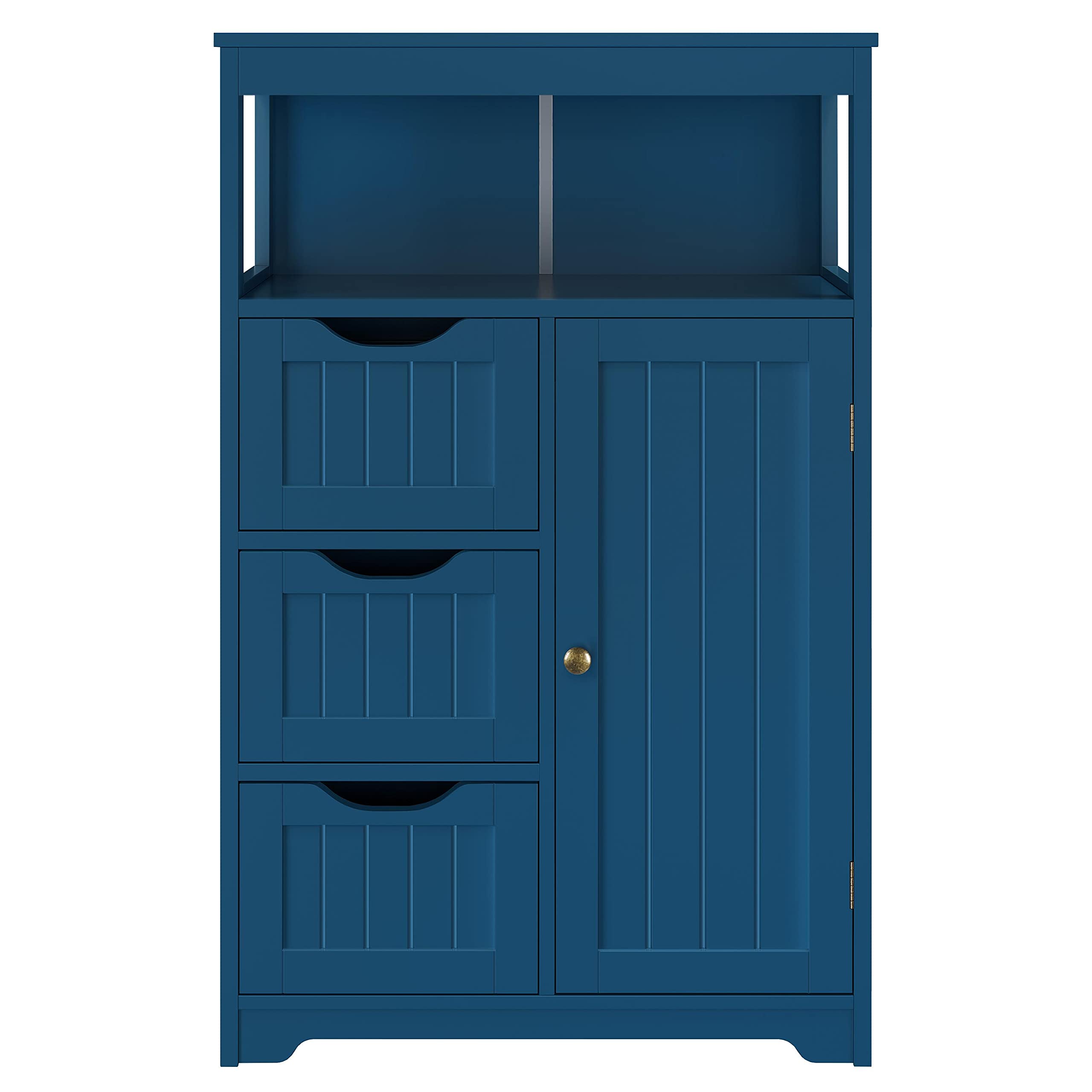 Yaheetech 3-Tier Freestanding Bathroom Storage Cabinet - Navy Blue Floor Stand Organizer for Towels, Toiletries & Bathroom Essentials | Perfect for Small Bathrooms, Apartments & Dorm Rooms