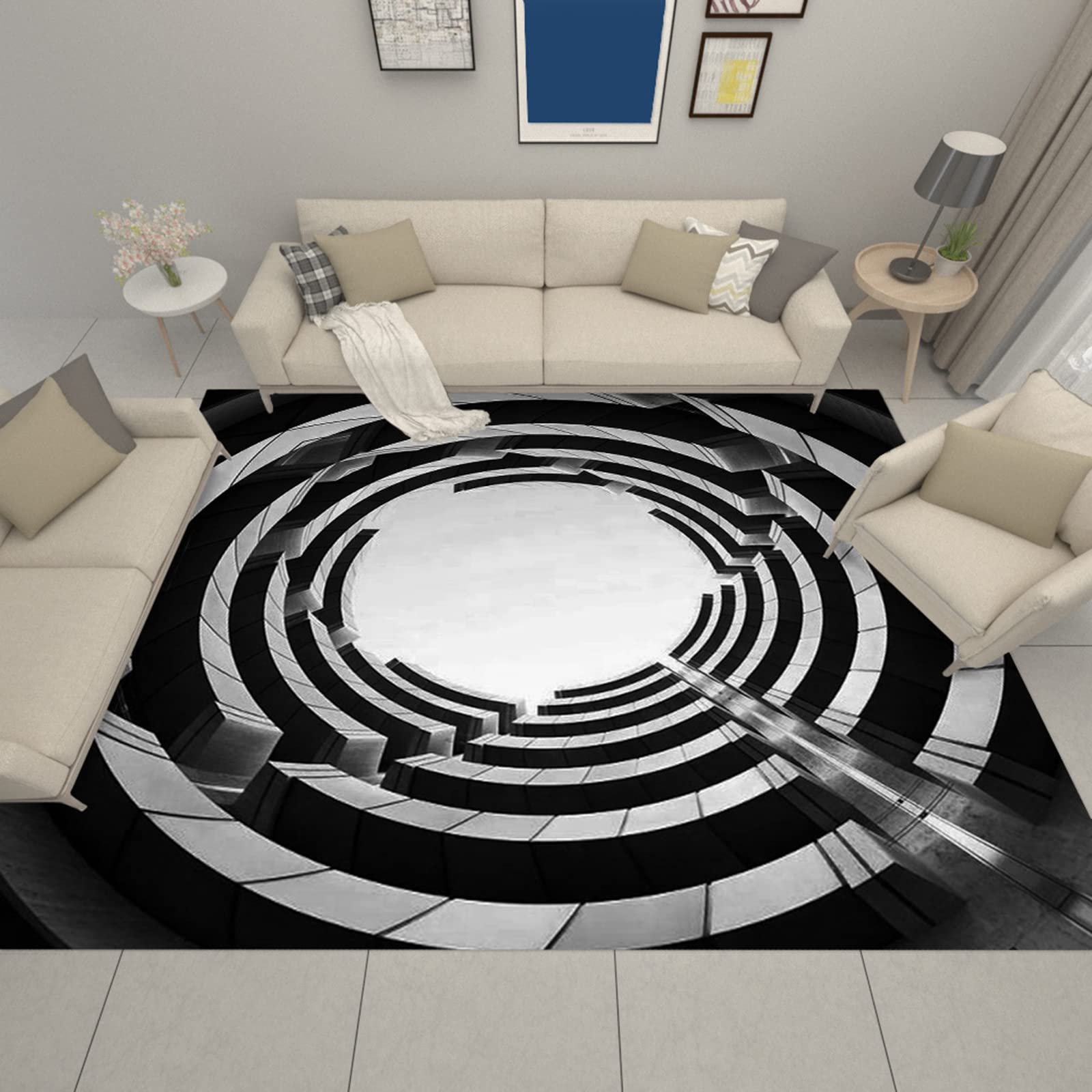 3D Optical Illusion Rug - Trippy Falling Design Large Area Carpet (70