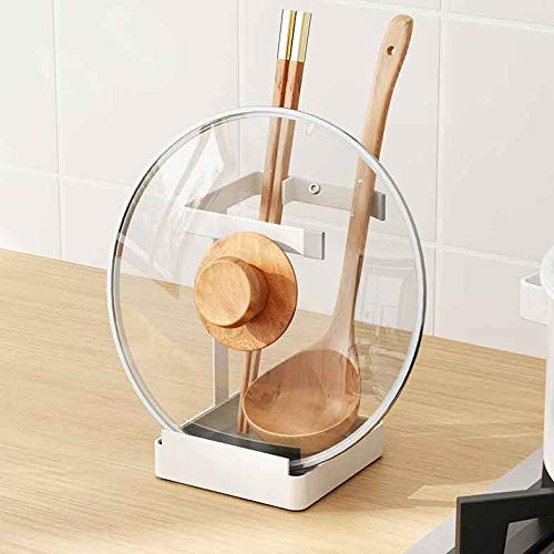 Stove Organizer Set - Pan Cover Lid Rack Stand & Spoon Holder for Kitchen Storage | Perfect for Soup Spoon Rests & Cooking Utensil Organization | Ideal for Stovetop, Countertop & Small Kitchen Spaces