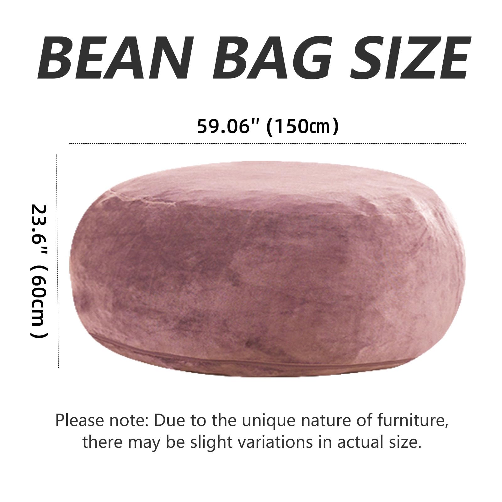 5FT Big Bean Bag Chair for Adults - Ultra Soft & Comfortable Foam Filled Gaming Chair with Included Filler - Perfect for Living Room, Bedroom, Gaming & Relaxation (Pink)