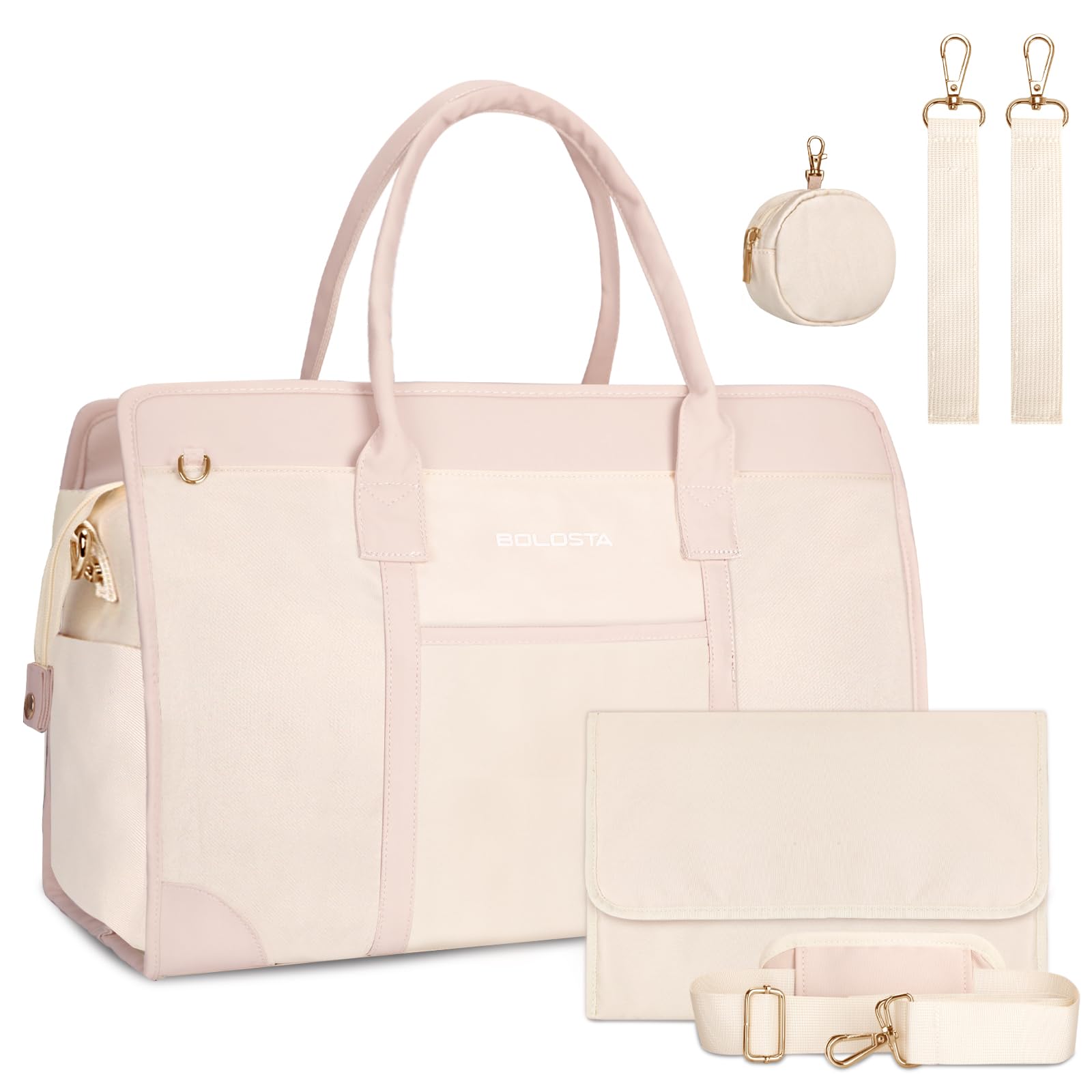 BOLOSTA Stylish Diaper Bag for Women - Large Waterproof Tote with Changing Pad - Perfect for Hospital, Labor & Delivery, Travel, and Everyday Use as a Maternity Bag
