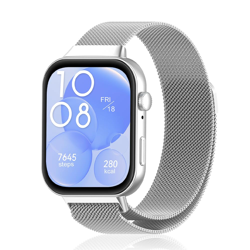 Magnetic Mesh Strap for Huawei Watch Fit 3 - Stainless Steel Band for Men & Women - Gym & Office Wear