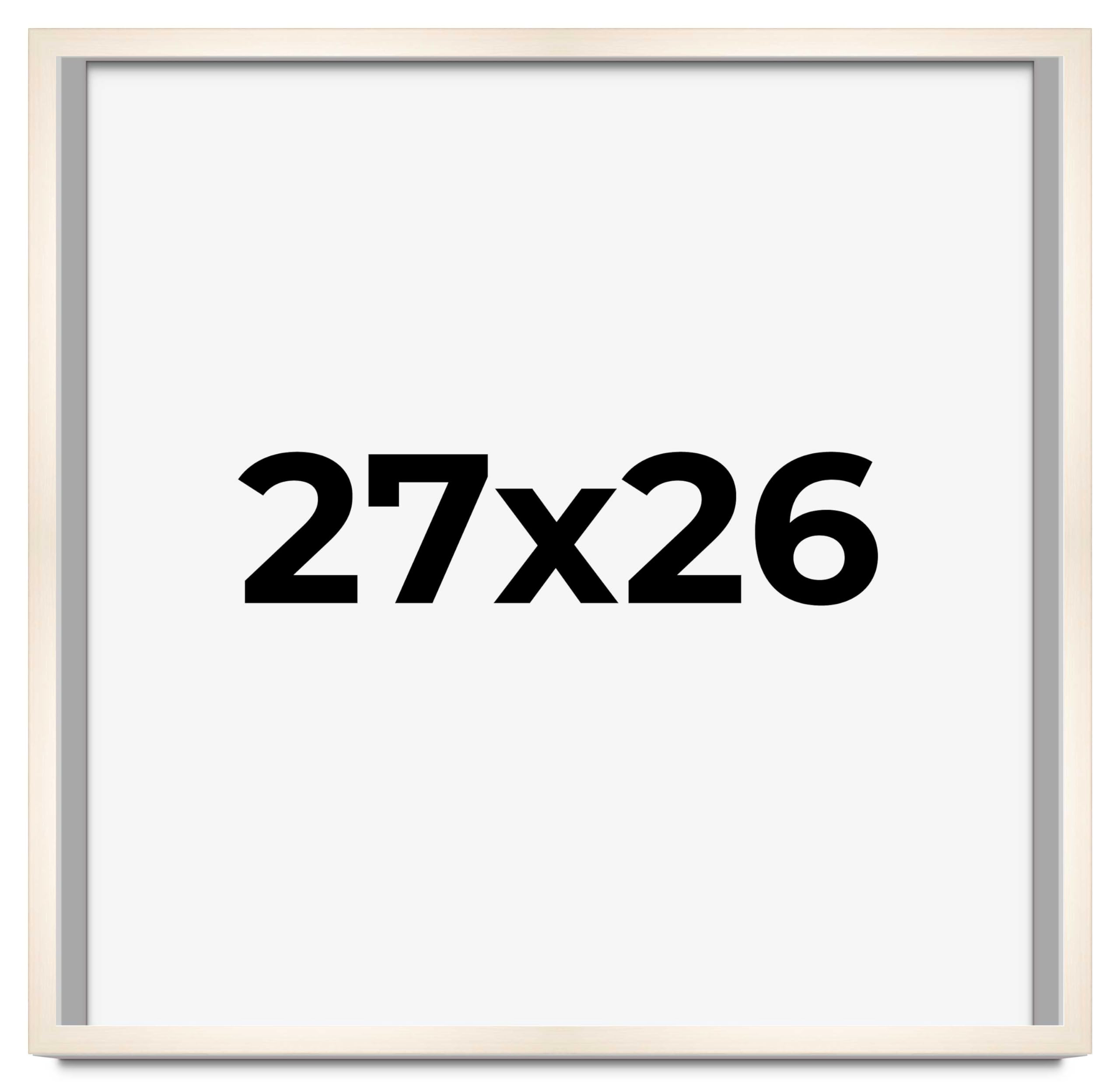 CountryArtHouse 27x26 Inch Whitewashed Solid Wood Picture Frame - 0.8125 Inch Moulding Width with UV Acrylic Plexiglass, Acid-Free Backing & Hanging Hardware | Perfect for Wall Art, Family Photos, and Home Decor
