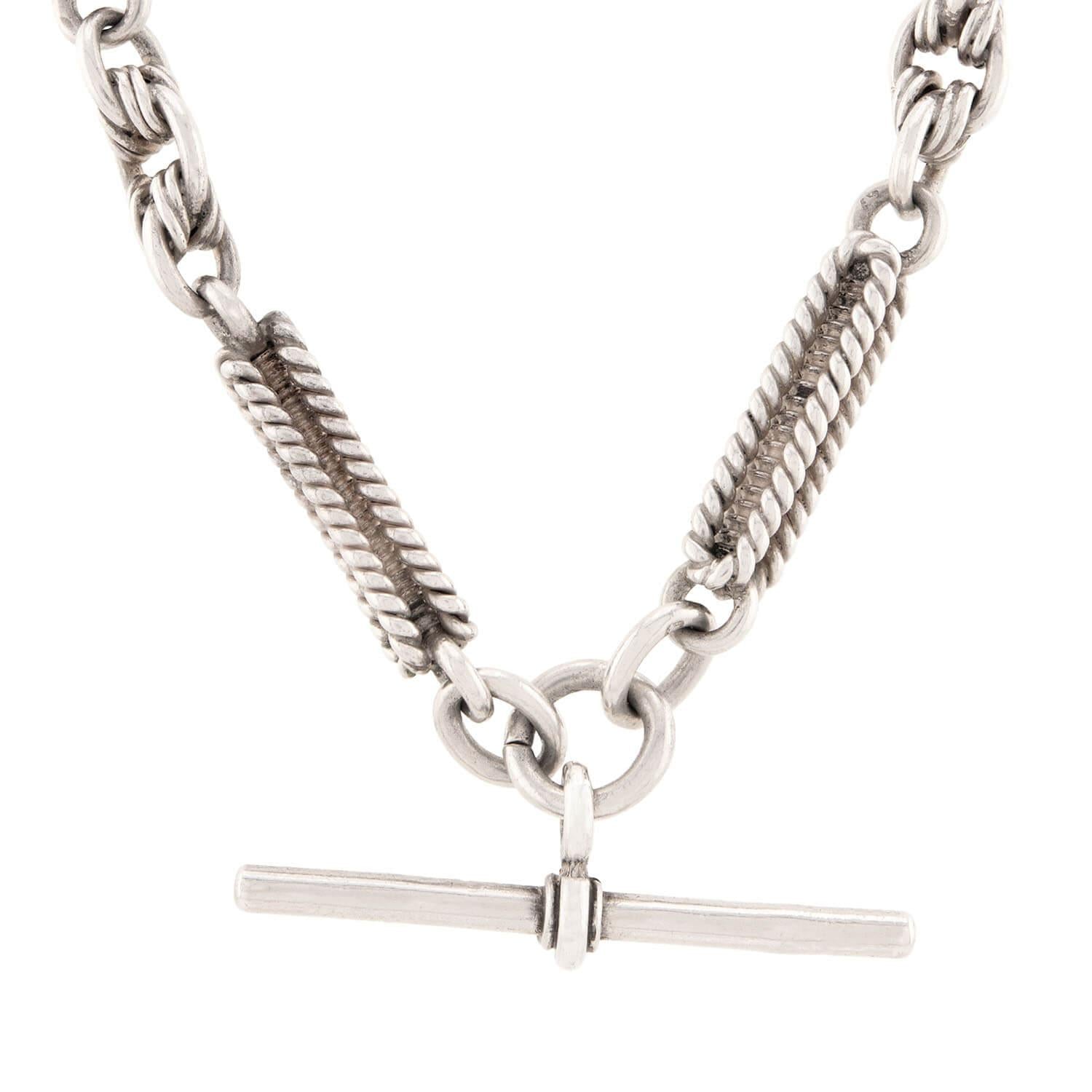 Edwardian English Sterling Silver Fob Necklace - Vintage Antique Jewelry for Women - Perfect for Formal Events, Weddings & Special Occasions