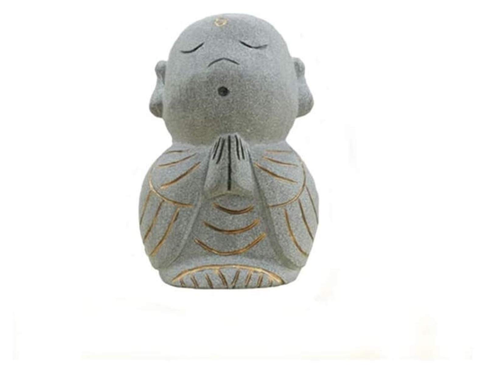 Hand Carved Stone Jizo Buddha Statue - Meditation Monk Sculpture for Zen Home Decor, Office Desk Ornament, Buddhist Altar & Garden Decor