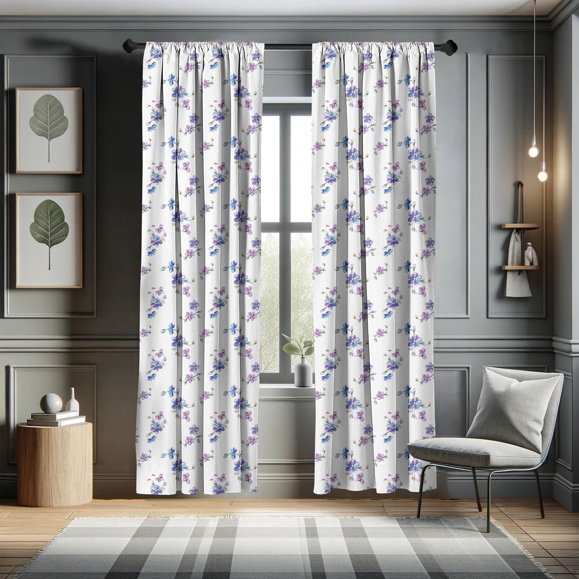 Ambesonne Floral Curtains - Romantic Flower Bouquet Design, 2 Panel Set (28