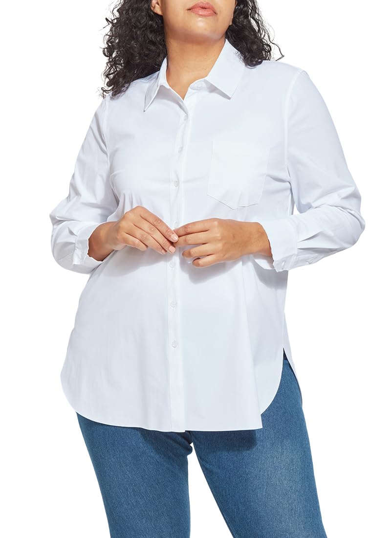 Lyssé Women's Schiffer Button Down Shirt - Classic Casual & Office Blouse for Work, Date Night & Everyday Wear