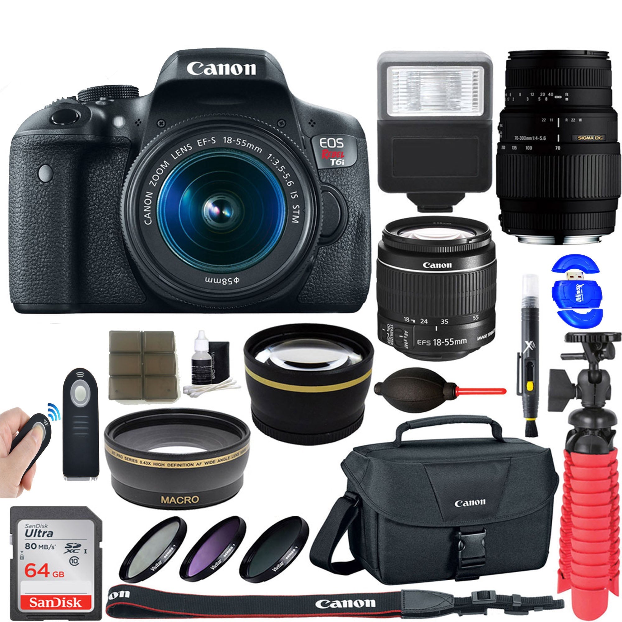 Canon EOS Rebel T6i/800D DSLR Camera Bundle with 18-55mm & 70-300mm Lenses + Accessories Kit - Perfect for Travel Photography, Portrait Shots & Professional Photography
