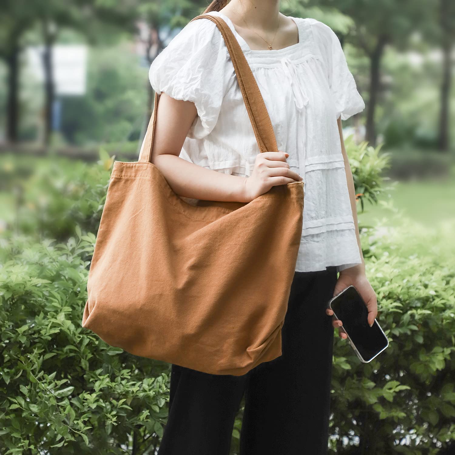 Etercycle Women's Large Canvas Tote Bag - Stylish Casual Shoulder Bag with Interior Pocket for School, Work, Shopping & Travel | Durable & Spacious Hobo Bag (Brown) - Perfect for Daily Commute, Beach Trips & Office Use