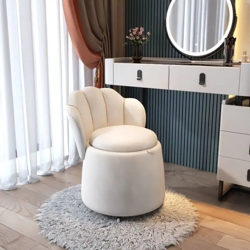 Floral Round Stool for Girls Bedroom - Cute Accent Seat for Kids Room Decor, Reading Nook & Vanity Area