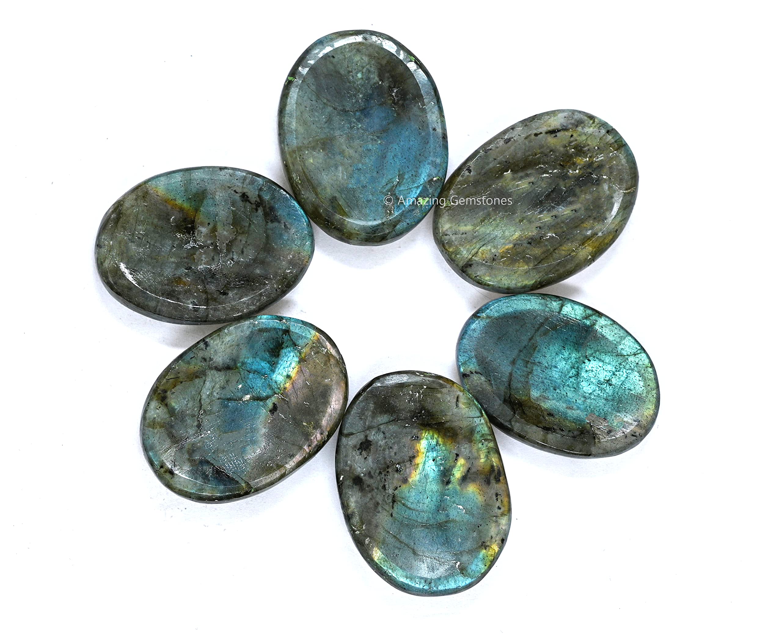 Labradorite Worry Stone - Natural Healing Crystal for Stress Relief & Anxiety - Meditation Palm Stone for Relaxation & Mindfulness - Unique Gift for Women & Men - Perfect for Office Desk, Yoga Practice & Travel Companion