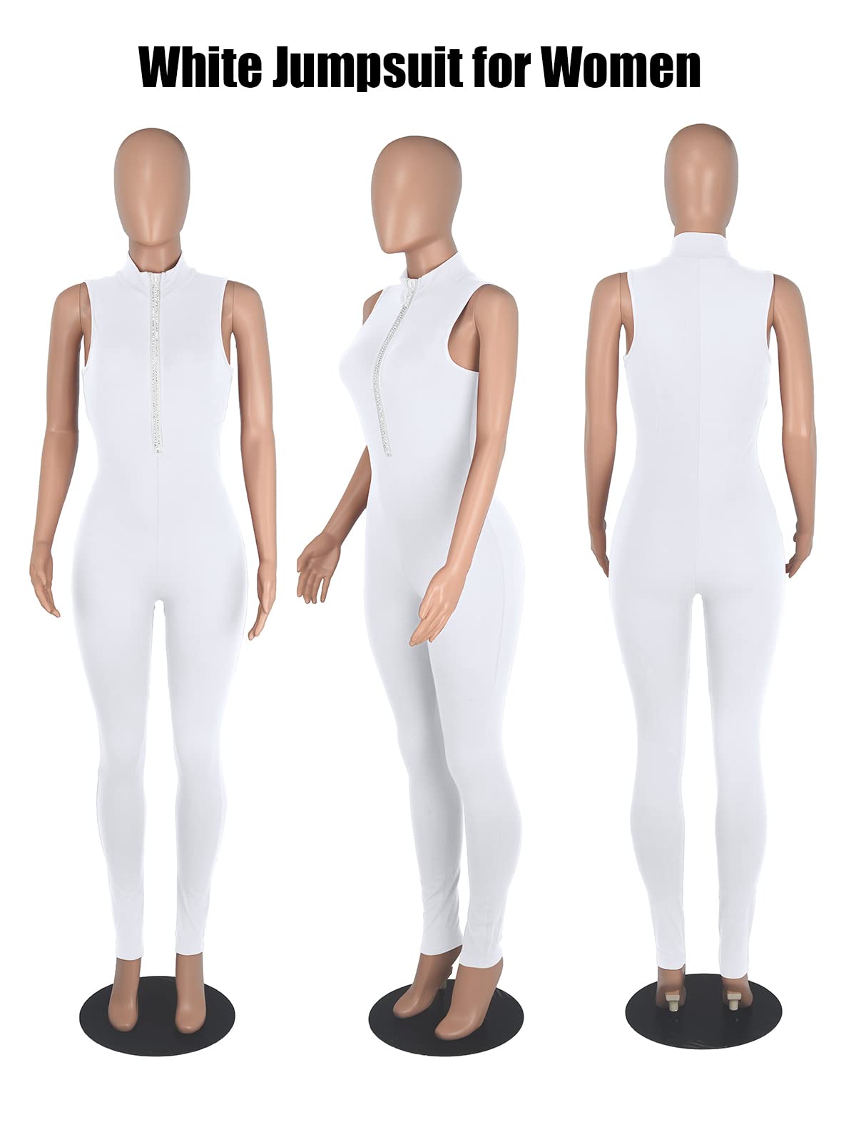 Women's Sexy Long Sleeve V-Neck Zipper Jumpsuit - Bodycon One Piece Romper for Casual Wear | Perfect for Date Night, Club Outfits & Party Dresses