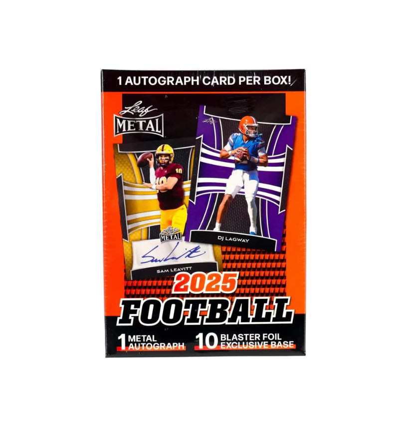2025 Leaf Metal Football Blaster Box - 12 Packs with Autograph & Memorabilia Cards - Perfect for Collectors, Fantasy Sports & Game Day Trading