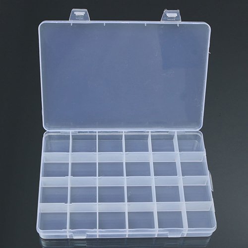 24-Compartment Plastic Jewelry Storage Box - Jewelry Organizer Case for Beads, Rings, Earrings & Crafts - Perfect for Travel, Home Organization & Gift Giving