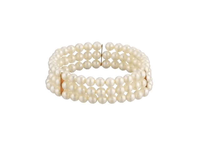 1928 Bridal Oceano 6mm Ivory Faux Pearl 3 Row Stretch Bracelet for Women - Elegant Wedding Jewelry, Bridesmaid Gift, Prom Accessory - Perfect for Weddings, Parties & Special Occasions