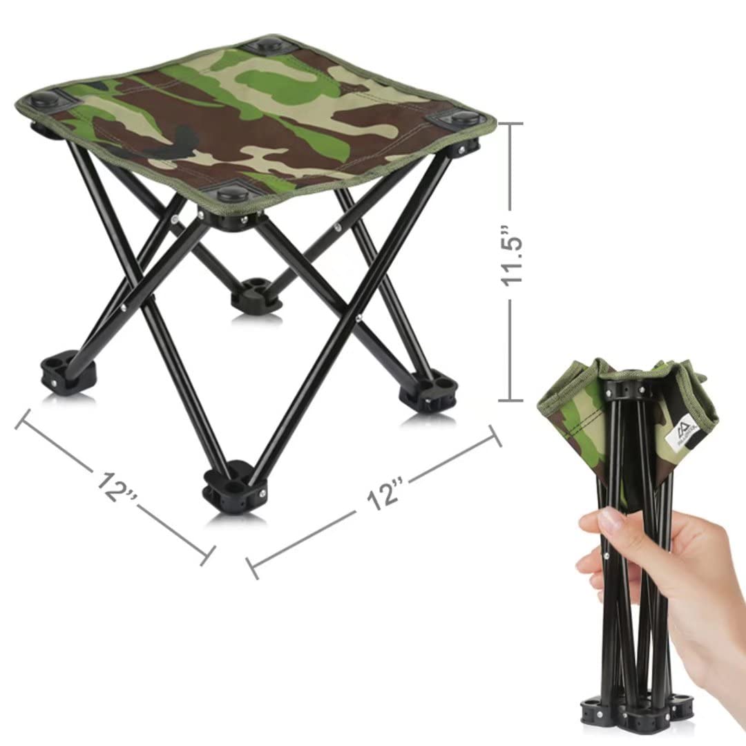 AILLOVCOL Portable Folding Camping Stool - Lightweight Compact Foldable Chair for Adults - Perfect for Fishing, Hiking, Gardening & Beach - Includes Carry Bag (Camouflage) - Great for Outdoor Adventures, Picnics & Travel