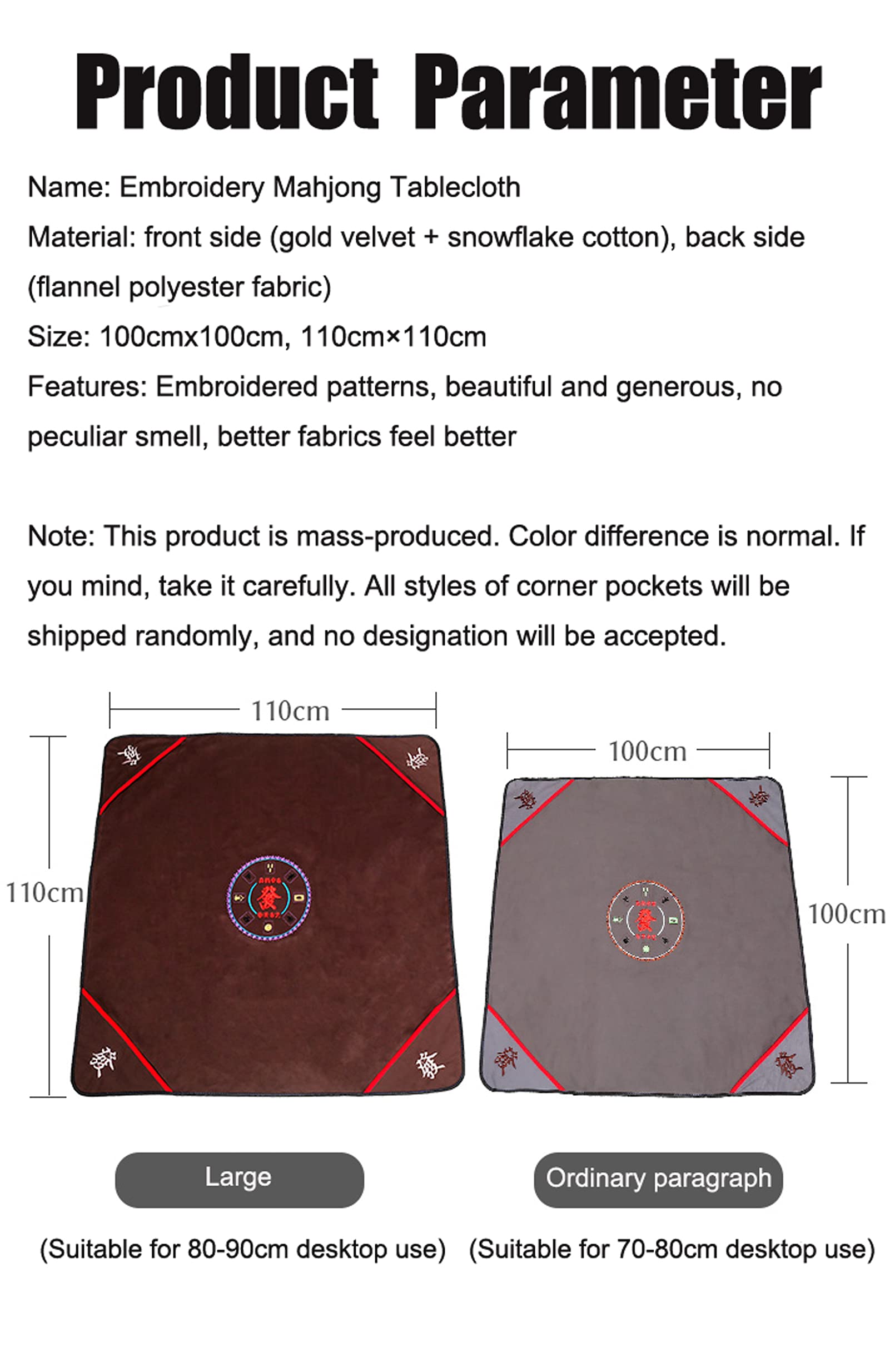 Non-Slip Mahjong Mat - 100x100cm Blue Table Cover for Poker, Card Games, Board Games, Dominoes & Tile Games - Noise Reducing Table Protector for Game Nights & Family Gatherings