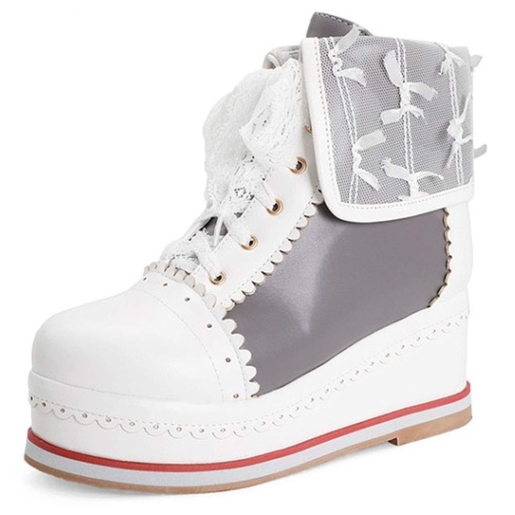 MEILIYA Cute Lolita Platform Boots for Women - Lace Up Cosplay Chunky Wedge Ankle Boots & Booties | Perfect for Costume Parties, Anime Conventions & Kawaii Fashion Outfits