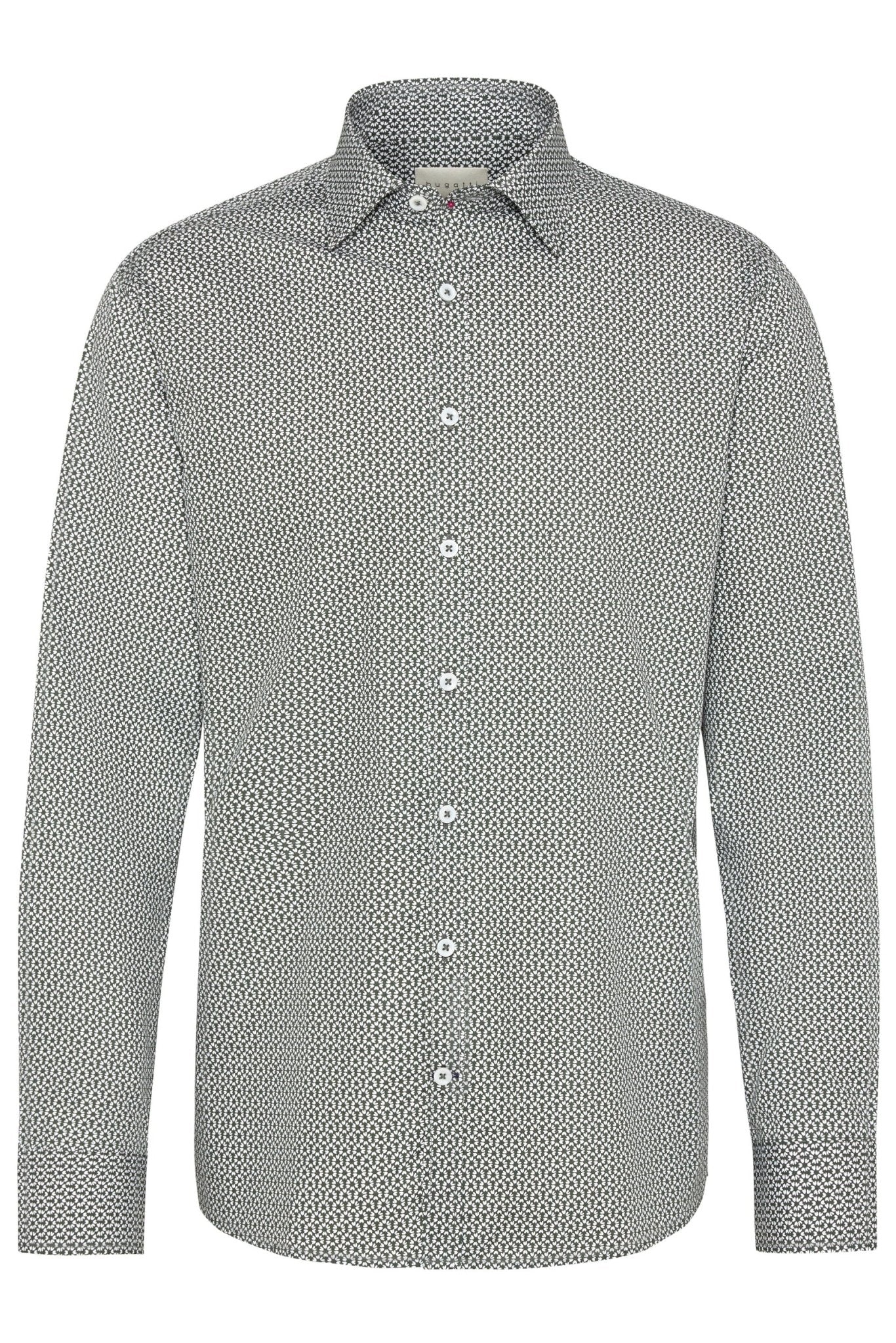 Bugatti Men's Casual Cotton Shirt - Bottle Green Color, Slim Fit Button Down Shirt for Business Casual, Office Wear & Everyday Outfits