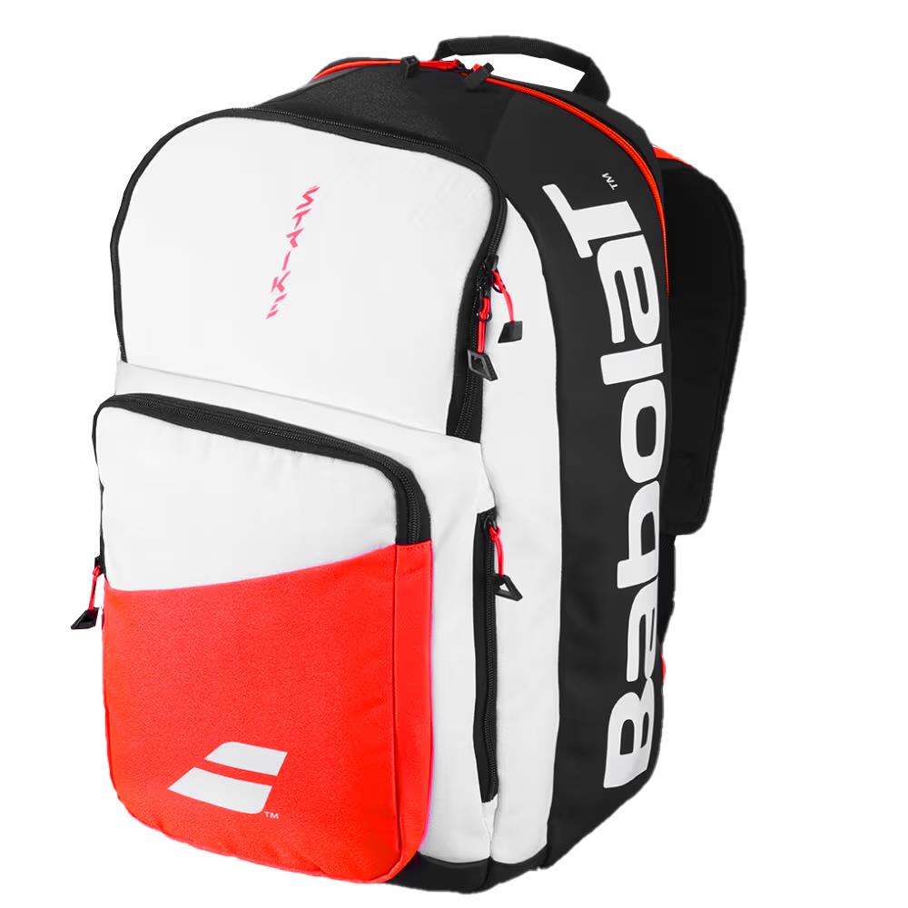 Babolat Pure Strike Tennis Backpack - White & Red | Durable Sports Bag for Tennis Players & Athletes | Perfect for Training, Matches & Travel
