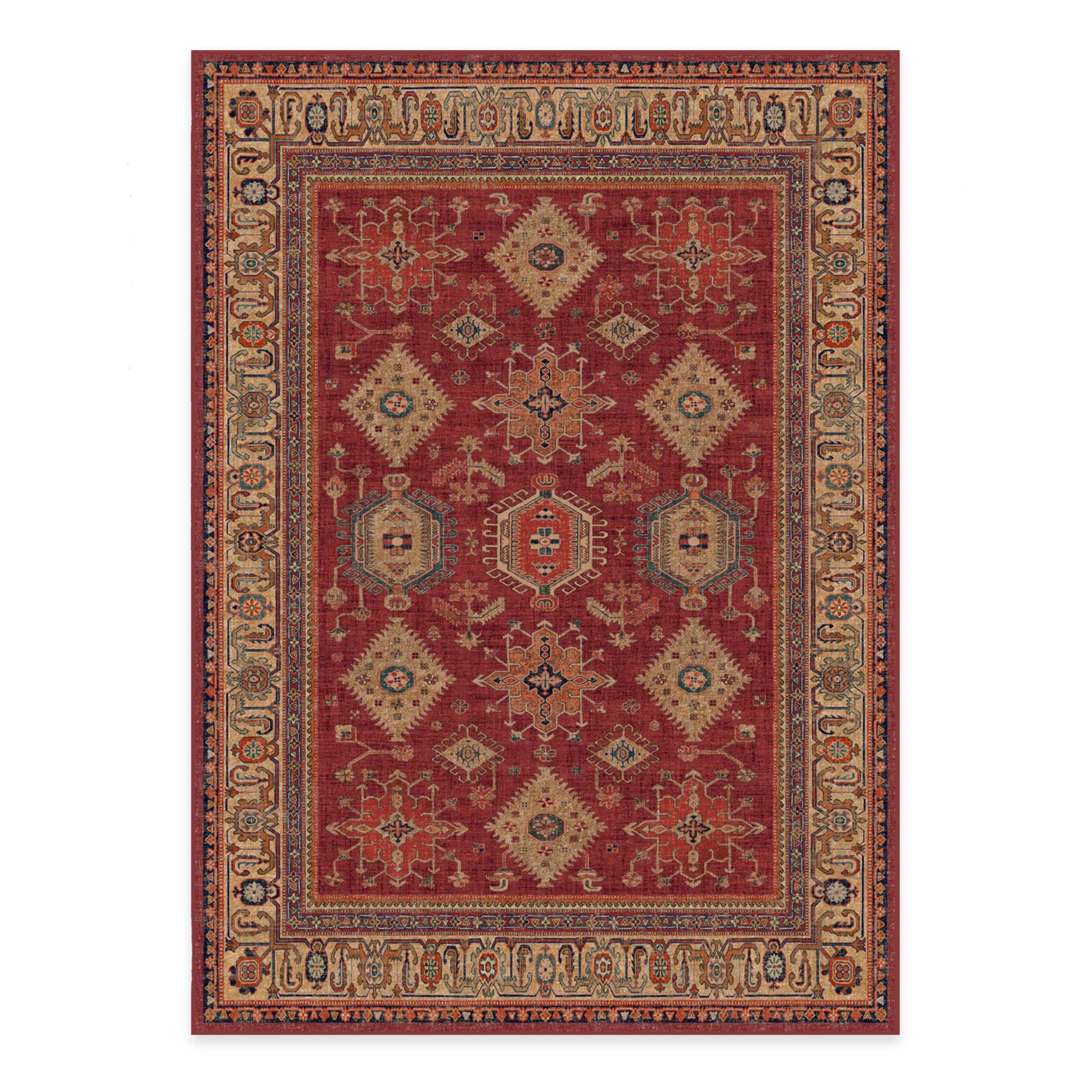 Ruggable Washable 5x7 Area Rug - Cambria Ruby | Premium Non-Slip Rug for Living Room, Bedroom, Kitchen, Office & Classroom | Machine Washable with Gripper Pad | Perfect for High-Traffic Areas & Pet-Friendly Homes