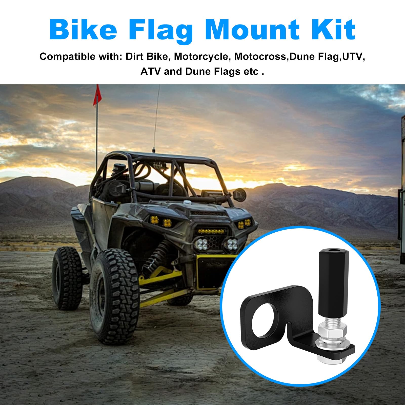 Dirt Bike Flag Mount Kit for Motorcycle, Motocross & ATV - 1/4