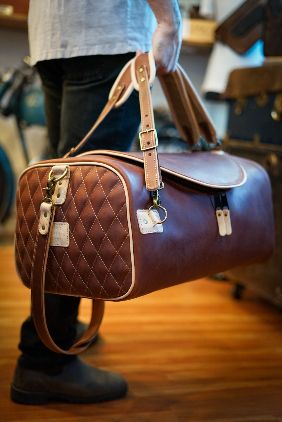 Duffleback Warrior Backpack - Two Tone Leather (Oro Logger Brown & Natural Veg Tan) for Outdoor Adventures, Travel & Hiking Gear