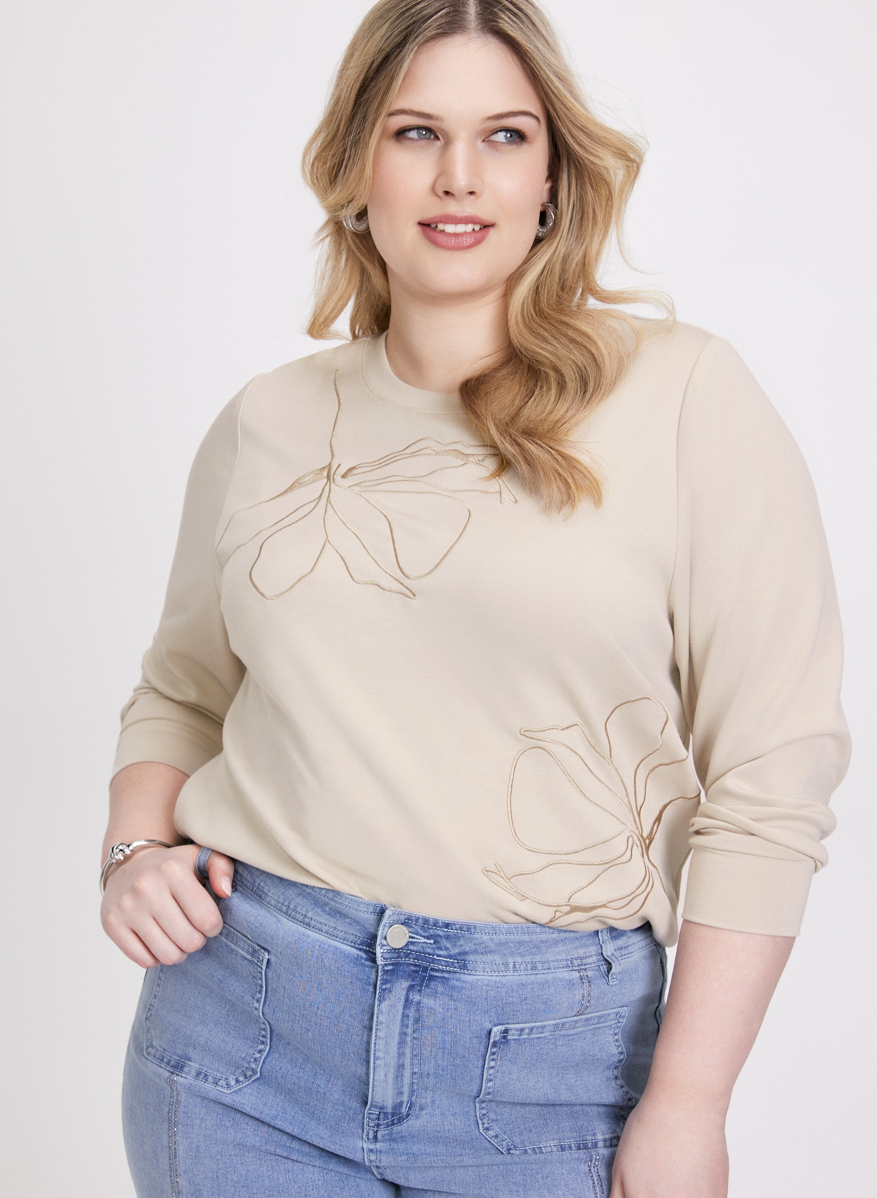 Floral Embroidery Long Sleeve Blouse for Women - Elegant Boho Chic Tunic Top for Spring & Summer - Perfect for Casual Outings, Date Nights and Office Wear