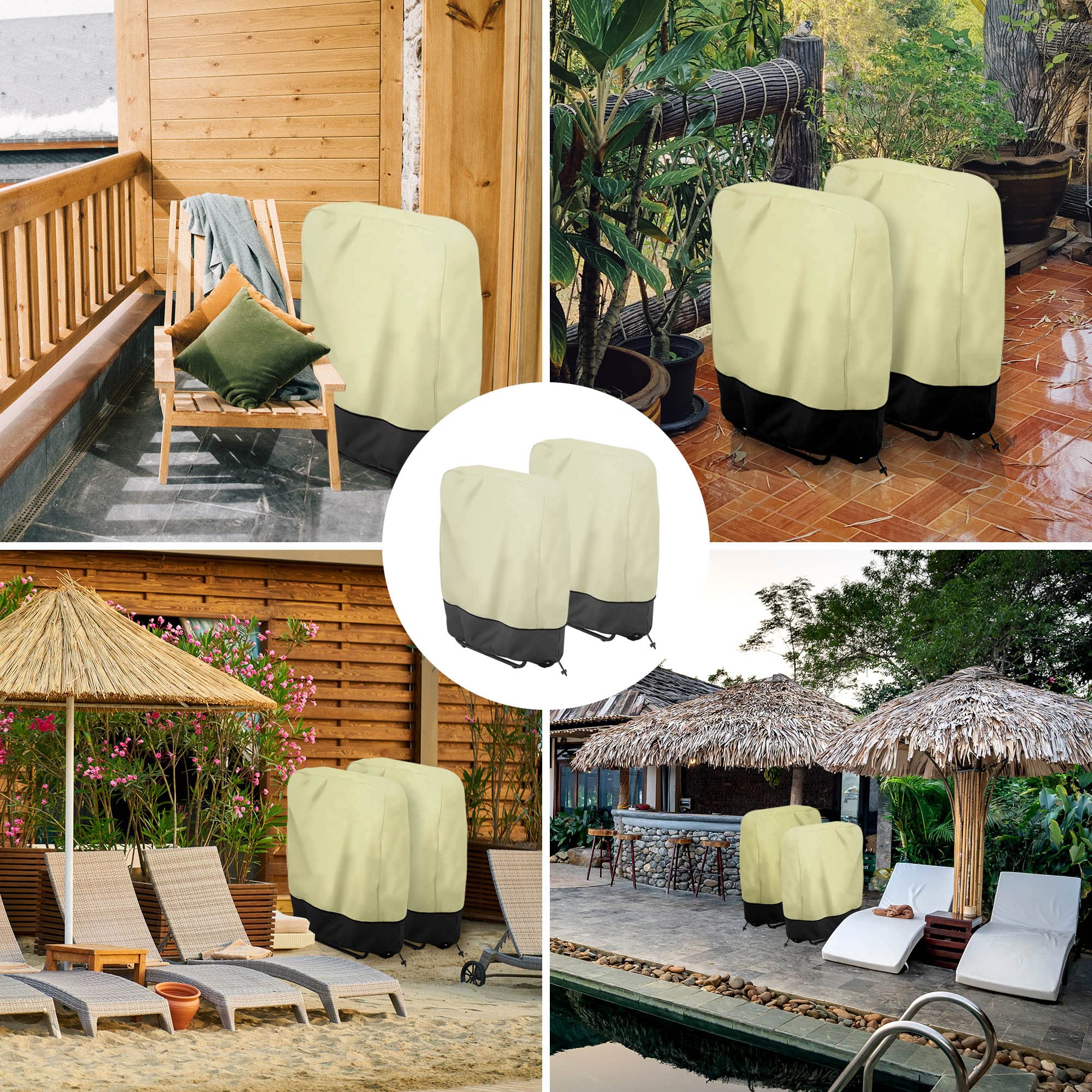 2Pcs Waterproof Zero Gravity Chair Covers - Outdoor Dustproof Folding Chair Protector for Patio, Lawn, Poolside - Includes Storage Bag (28