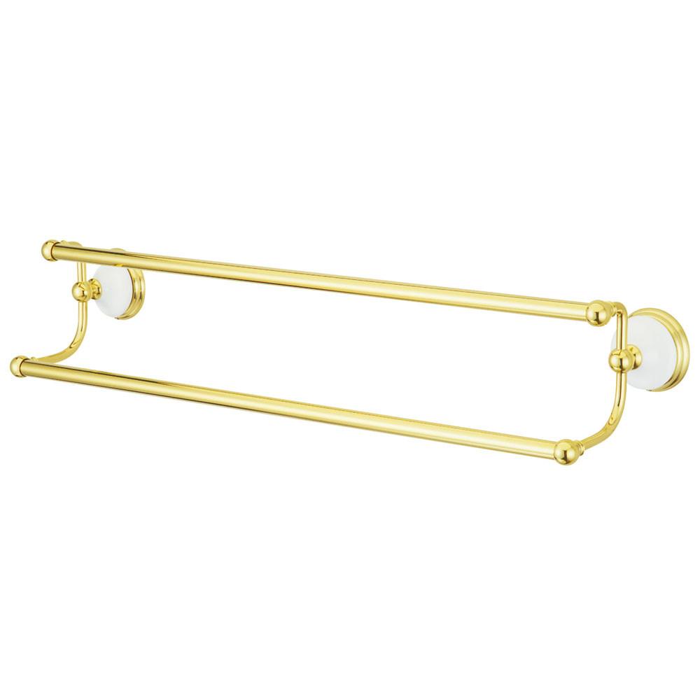 Polished Brass 24-Inch Double Towel Bar - Bathroom Towel Rack for Hanging & Organizing Towels - BA1113PB - Perfect for Bathrooms, Spas, and Guest Rooms