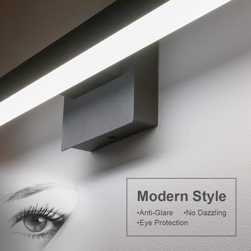 Aipsun 31.5 Inch Modern Black LED Bathroom Vanity Light - 26W, 6000K White Light - Wall Mounted Fixture for Bathroom Mirror, Makeup Area & Dressing Room Lighting