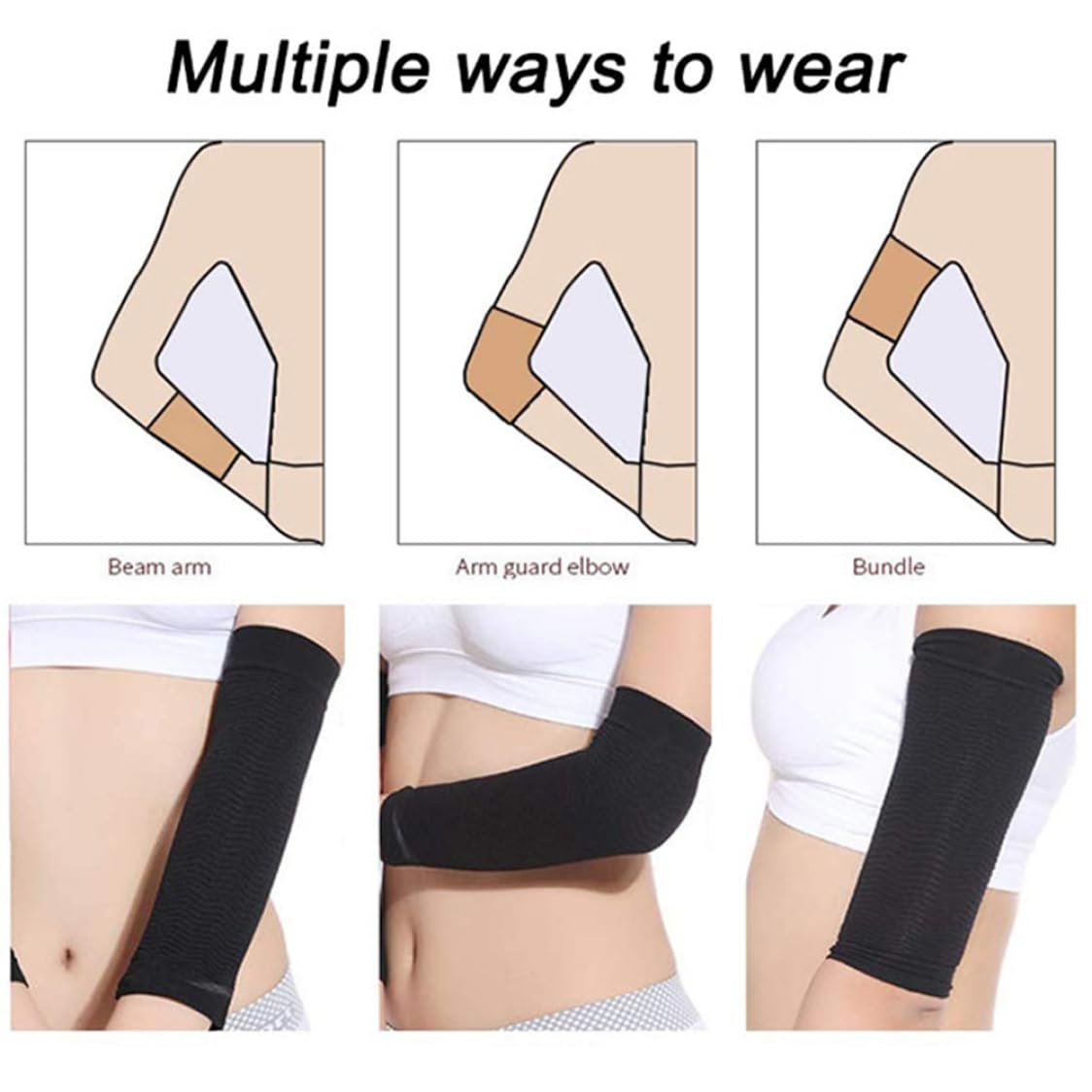 Women's Arm Shaper Sleeves - Compression Arm Sleeves for Toning & Weight Loss (2-Pack Black) | Slimming Arm Cuffs for Women & Men | Perfect for Workouts, Yoga & Everyday Wear